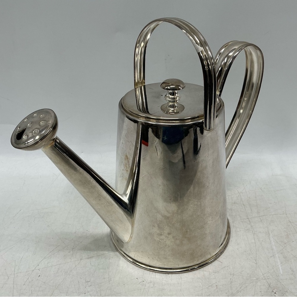 Silver Metal Watering Can with Dual Handle